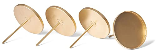 Novaliv 4X Kerzenpick Flach Gold 8cm Durchmesser I Kerzenteller mit Dorn I Adventskerzenhalter Weihnachtsdekoration Kerzenpin I Kerzenstecker für Adventskranz