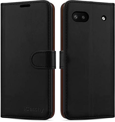 iCatchy Étui pour Google Pixel 6A, portefeuille en cuir [support de vue] Fermeture magnétique [béquille ] Emplacements pour cartes compatible avec téléphone Pixel 6A (Noir)