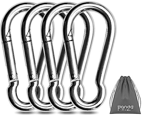 Pixel Panda 3.1 Inch Heavy Duty Gym Carabiner Load 1000lbs, 4 Pack Large Carabiner Clips,Snap Hooks for Fitness Attachment, Gym, Outdoor, Swing, Hammock, Hiking