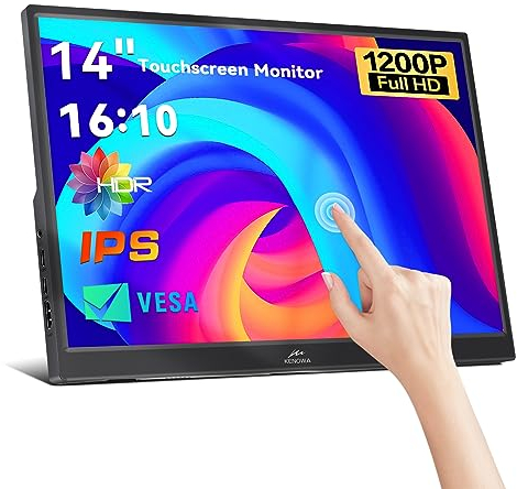 Kenowa Moniteur à écran Tactile IPS 14 FHD 1920 x 1200P Écran 10 Points Touch Écran Externe avec USB-C, HDMI pour Ordinateur Portable/Ordinateur/Mac/Raspberry pi/Xbox/PS3/PS4/Switch,PC 16:10