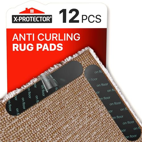 X-Protector 12 Pcs Anti-Curling Carpet Grips - Renewable Gripper Tape - Ideal for All Rugs and Carpets