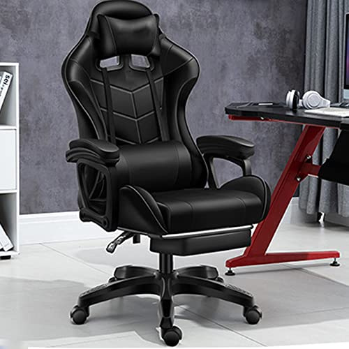 Gaming Chair Office Desk Chair Pu Leather High Back Adjustable Swivel Lumbar Support Reclining Ergonomic Gamers Chair with Headrest for Home E-Sports Room