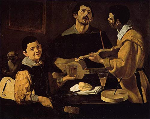 Toperfect 3 Kunstgemälde Drei Musiker Musiktrio Diego Velozquez Ölgemälde auf Leinwand, Wanddekoration 03, €50-2000 Handgemalt von Lehrern der Kunstakademien