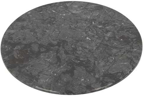 Argon Tableware Marble Chopping Board - 30cm - Black - Round Cutting Board Solid Worktop Protector Mat Serving Platter for Slicing Vegetables, Cutting Meat, Meal Preparation