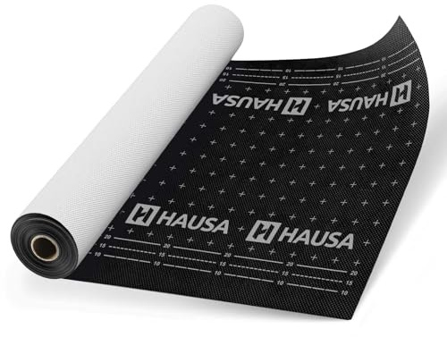 HAUSA membrane de sous-toiture Premium HU150 150g/m² 75m² (1,5mx50m) classe UDB-A/USB-A selon ZVDH, résistante à la pluie et ouverte à la diffusion, résistante aux UV, sans bande adhésive