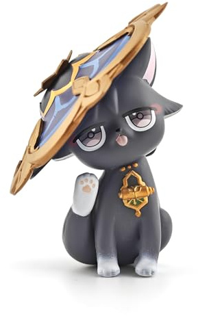 GOLEHS Genshin Impact Katzenfigur, 9,5 cm (3,75 Zoll), süße Anime-Sammelfigur, Diluc/Kind/Keqing, Geschenk für Fans und Katzenliebhaber