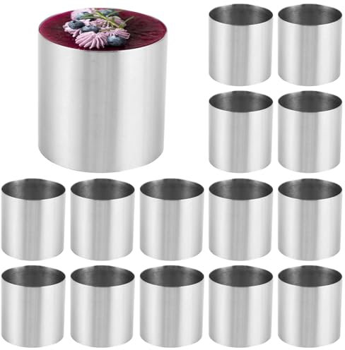YAYODS 15 anillos de postre de 5 cm de diámetro, juego de anillos de servir de acero inoxidable, anillos para servir, anillos para servir, anillos para tartas, pequeños anillos de acero inoxidable