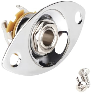 Banworks 6,35 mm (1/4) elliptischer ovaler Katzenaugen-E-Gitarren-Ausgangsstecker | Eingangsstecker mit Schrauben für Super Strat ST Tele E-Gitarre Bass JT/CK-01