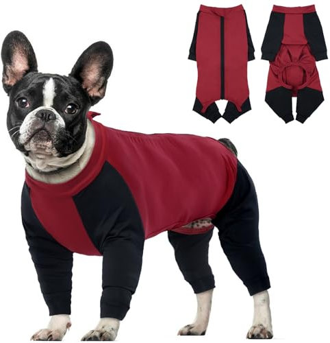 Hjyokuso Hundeoverall Mit Beinen, Hundeschlafanzüge, Hundepyjama Für Mittelgroße Hunde, Hunde Schlafanzug Mit Reißverschluss, Body Hund Nach Op Für Französische Bulldogge, Cocker Spaniel, Beagle