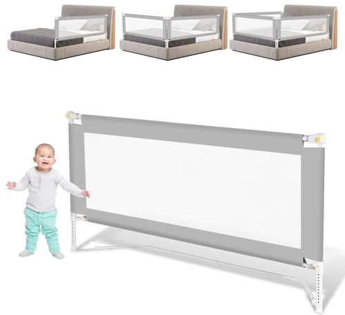 Ansobea Bettschutzgitter, Bettgitter, faltbar, 180 cm, Keine Schrauben, für Kleinkinder, Bett-Sicherheitsgitter für Kinder, großer U-Schattenboden, Reisebettschutz, Bett-Seitenschiene, einfache