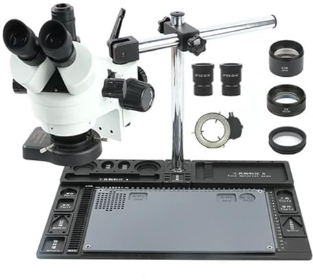 Mikroskop-Zubehör-Set, großes multifunktionales Stereomikroskop aus Aluminiumlegierung, 3,5- bis 90-facher Zoom, trinokulares Mikroskop zum Löten von Leiterplatten, Telefonreparatur, Mikroskop-Objekt