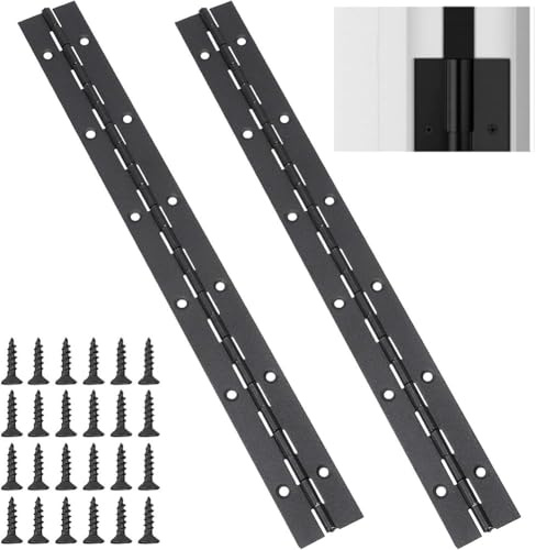 Klavierband 30 cm, 2 Stück Klavierband Edelstahl Klavierband Scharnier Klavierscharnier mit 24 Schrauben, Edelstahl Scharnier Klavierband Stangenscharnier für Klavier Kabinett Tür(Schwarz)