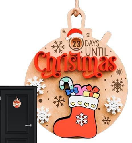 Weihnachts-Countdown-Schild, Adventskalender Weihnachtsschmuck, Weihnachtsbaumschmuck Holzschild, Haustürschild Heimdekoration