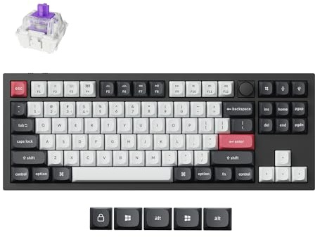 Keychron Q3 HE QMK Wireless Custom Mechanical Keyboard with Knob, US ANSI Bluetooth Wired 80% Layout Hot-Swappable Programmable RGB Backlit Gateron Magnetic Switches for Mac Windows, Carbon Black