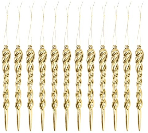 MAGICLULU 12st Simulation Eiszapfen Dekorationslichter Weihnachtsbaum-eiszapfen Gold Weihnachten Weihnachtsdekoration Zum Aufhängen Partylichter Bildaufhängestreifen Lametta Golden Plastik