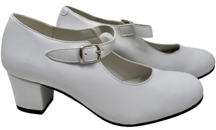 NOESLOMISMO BY DILEMA Zapatos de Flamenco y Sevillanas para Mujer y Niña, Zapatos de Baile Fabricados en España, Material Sintético, Suela para Deslizar, Negro o Blanco