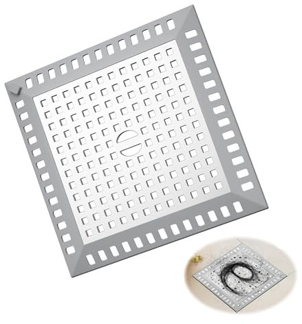 Yuqilin Filtro Doccia Capelli Quadrato, 12,2 X 12,2 cm Filtro Scarico Doccia, Anti Intasamento, Tappo Lavandino Bagno, Tappo Doccias Raccogli Capelli, per Gli Scarichi a Pavimento di Bagni e Cucine