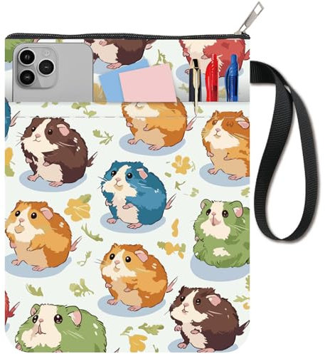 craspire Meerschweinchen Buchhülle Mit Reißverschluss Und Fronttasche Für Taschenbuch 11 x 8.7 Zoll Stofftaschenschutz Doppelseitiger Waschbarer Stoff Buchliebhaber Zubehör Club Geschenke