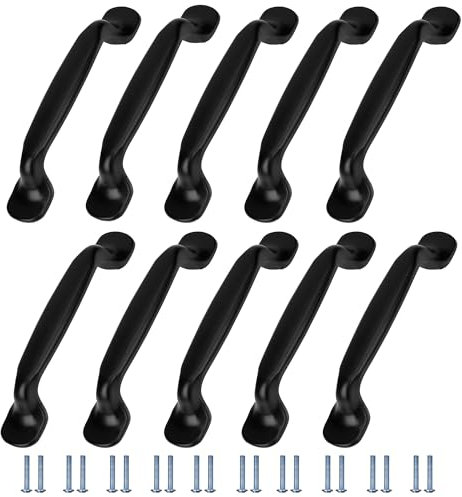 Jesustree Tiradores Cocina Armarios Negro 10 Piezas 96mm Tiradores de Mueble Arco de Aleación Aluminiocon con Tornillos para Puerta de Armario Cajones
