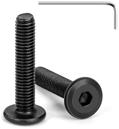 Tunejoy 20 Piezas Tornillos de Cabeza Plana M5 x 25 mm Negro Tornillo de Cabeza Hexagonal de Acero Inoxidable A2 V2A Perno de Muebles con llave Allen Rosca Completa