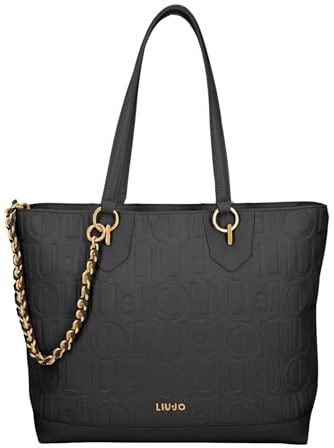 Liu Jo ECS M TOTE Nero Oversize per portare con te ogni emozione. Questa tote bag unisce la praticità di una borsa grande alla speciale lavorazione embossed. Logo all over tono su tono e un'ele