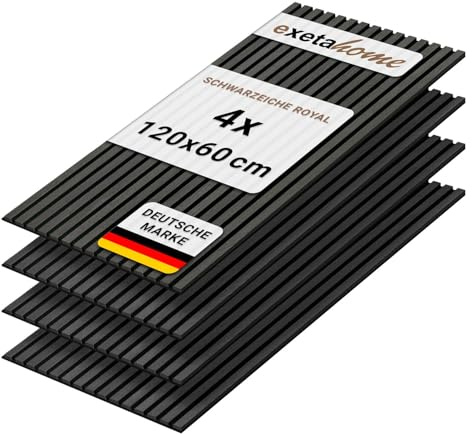 4er Set Akustikpaneele Holz 120x60 cm – extra dick 2,1 cm I Holzpaneele mit Echtholz-Furnier für akustische Schallabsorption & optimale Raumakustik I Wandpaneele Holz in Schwarzeiche Royal