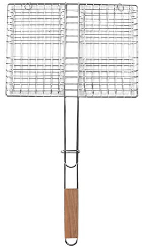 Panier de Grille Barbecue, Pliant en Acier chromé en Acier rouillé à la Rouille à Poisson Portable Grill pour Gril, Barbe à Barbe à Barbecue Accessoires de Barbecue