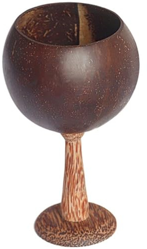 Zghhc Coconut Cup Coconuts Drinking for Cocktail Goblet Cups Hawaiian Party Cups Wine Cups Teacup Water Glasses Coconuts-shell with High Foot Glasses