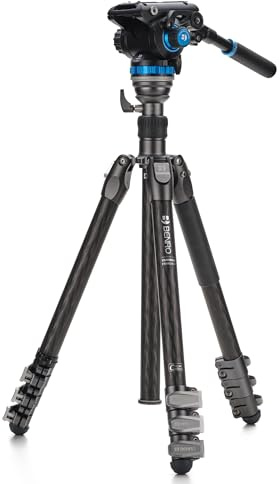 Benro Rhino CF Série 3 Trépied/monopode 4 sections FRHN34C avec verrous à rabat et tête vidéo S6PRO