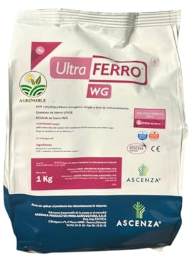 Quelato de Hierro 6% para riego 1kg. Ultraferro es Corrector ferrico para plantas de Alta eficacia y Suelos calizos y bloqueados.