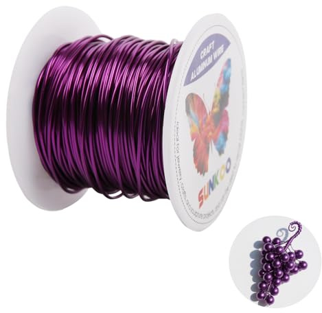 Sunkoo 18 Gauge 1 mm lila hantverkstråd i aluminium, 98,4 fot böjbar tråd för smyckestillverkning, skulptering, floristry, armatur, omslags- och modelleringsprojekt