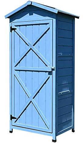 Potting Bench, Outdoor Storage Shed, Wooden Garden Tool Cabinet with Waterproof Roof, Multifunctional Portable Backyard Tool Storage Rack for Patio Deck Lawn (blue)