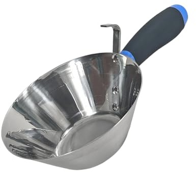 Recipiente profesional de acero inoxidable para mezclar pintura de mortero con mango cómodo para construcción, enlucido, trabajo, gancho para colgar, cubo de barro