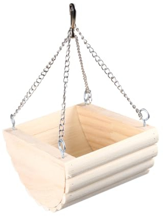 ibasenice Nid Suspendu en Bois Beige Chaîne pour Hamster et Perroquet, Balançoire Confortable pour Petites Animaux, pour Fenêtres et Portes