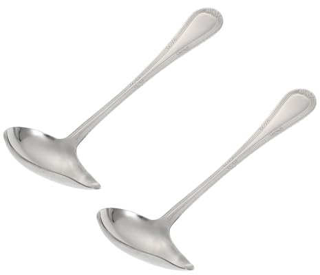 Alipis 2pcs Stainless Steel Duckbill Soup Spoons Short Handle Hot Pot Kitchen Cutlery for Home and Restaurant