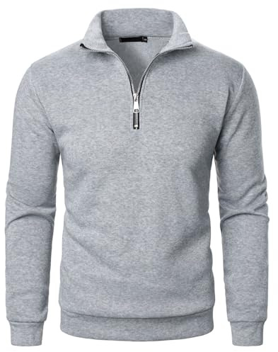 Men's Jumpers Quarter Zip Sweatshirts for Men Stand Collar Long Sleeve Pullover 1/4 Zip Jumpers Mens Plain Classic Fit Sweater Lightweight Work Sweatshirt Autumn Winter Warm Tops Comfy Daily Wear