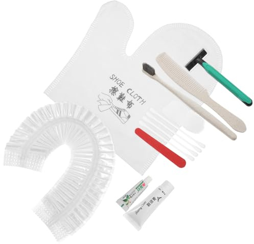 MAGICLULU Kit Hôtelier Jetable 24 Pièces – Brosse à Dents A Couleur Naturelle, Peigne en Paille de Blé, Trousse de Soins, Charlotte de Bain, Chiffon pour Chaussures de Couleur Aléatoire