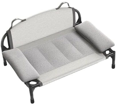 KiBcsLic Cama Elevada para Perros con Sofá Lavable, Estructura de Hierro Reforzado Y Cojín Extraíble para Perros Y Gatos Pequeños Y Medianos.