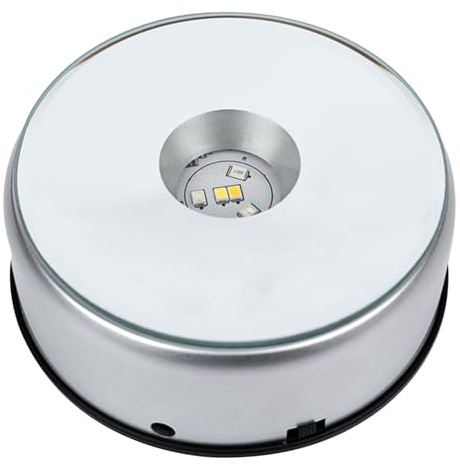 Uanqfegy LED Light Base for Crystal - Seven Color Changing Rotating Display Stand for Photo Cube Art