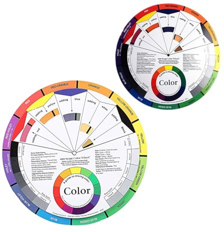 NUOBESTY Roue Chromatique de Maquillage Apprentissage du Mélange des Couleurs pour Femmes, 2 Pièces en Papier, Rotation Double Face, Démonstration des Résultats