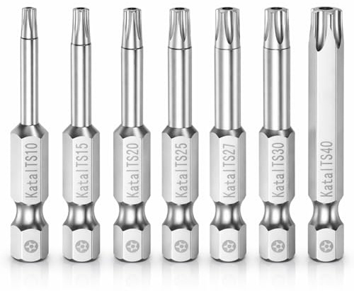 YFYWINSH 7 destornilladores Torx de 5 puntas magnéticos T10-T40, 1/4 Hexagonal Vástago 2 Longitud estrella 5 puntos Destornillador punta conjunto T10, T15, T20, T25, T27, T30, T40, 50 mm de largo