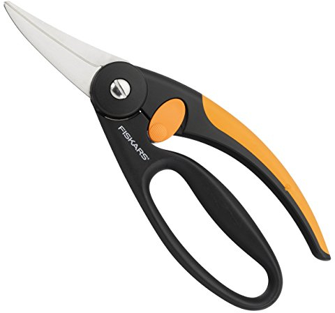 Fiskars Allzweckschere, Länge: 22 cm, Rostfreie Stahl-Klinge/Glasfaserverstärkte Kunststoff-Griffe, Schwarz/Orange, Elegance, P45, 1001533