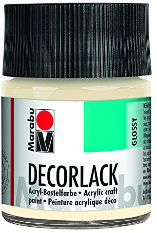 Marabu 11300005271 - Decorlack Acryl Elfenbein 271, 50 ml, hochglänzender Acryllack auf Wasserbasis, wetterfest, speichelfest, zum Malen, Schablonieren und für Serviettentechnik