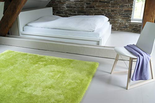 floor factory Moderner Teppich Seasons grün 200x290 cm - flauschig weicher Hochflor Teppich in aktuellen Trendfarben