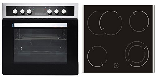 PKM BIC8 2KB GK IX-2 Einbauherdset | Glaskeramikkochfeld mit Backofen | 6100 Watt | 56 Liter Fassungsvermögen | 9 Funktionen | Ober- und Unterhitze | Grill | Umluft | Zwekreis - und Bräterzone