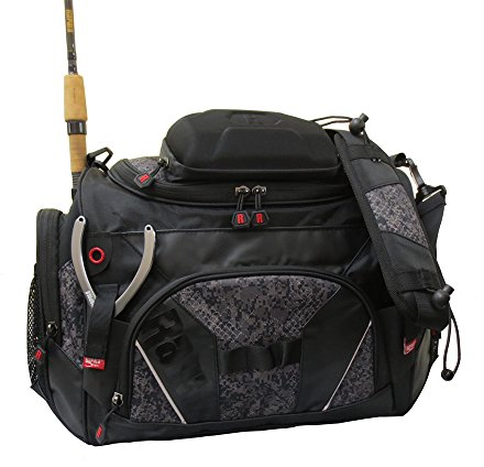 Rapala Unisex-Adult Angeltasche Urban Messenger Bag-20L Angelkoffer-Mehrere Fächer und Haken für Angelzubehör-2 Rutenhalter-Belüftete Rückseite Tasche, Tarnfarben Schwarz, Einzigartig