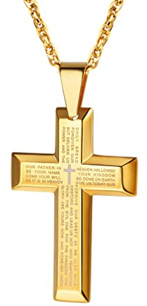 PROSTEEL Halskette Edelstahl Kreuz Charme Anhänger Halskette Christlicher Modeschmuck für Damen Herren