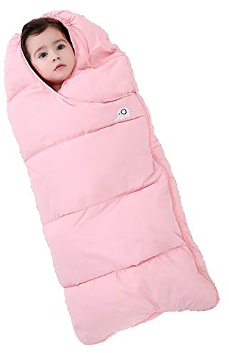Lazeny Neugeborenes Baby Schlafsack Daunen Baumwolle Wickeln Swaddle Decke Winter Warme Verdicken Schlummersäcke Kuscheldecke für Kinderwagen, Autositz, Krippe, Bett, Körbchen,95x45cm-Rosa