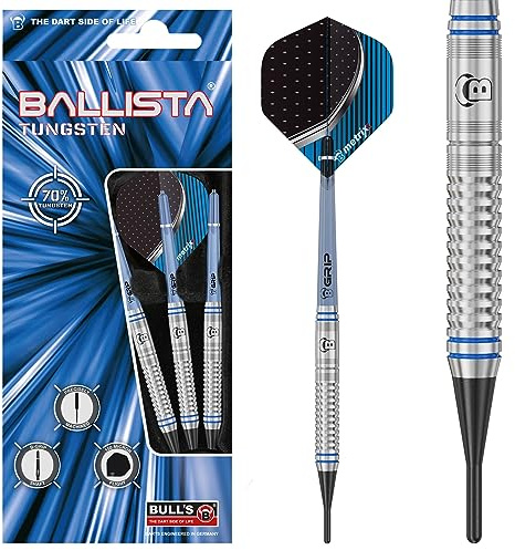 Ballista Steel Dart, sehr guter Einsteigerdart aus 70 % Tungsten, Dartset aus 3 Dartpfeilen, gradlinig & angenehmer Grip, der Dart für jedermann. Moderne Optik mit transparentem Schaft.