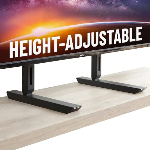 Echogear Universal Large TV Stand - Height Adjustable Base for TVs Up to 77 - Wobble-Free Replacement Stand Works w/ Any TV Including Vizio, TCL, Samsung & More - Flat Design Compatible w/ Soundbars